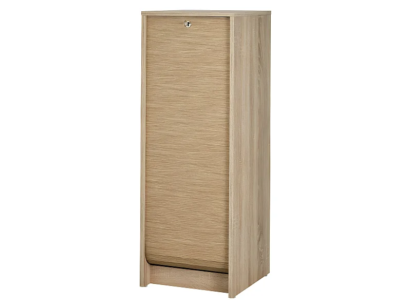 Classeur à Rideau Chêne 6 Niches L 37.8 H 103.8 P 38.4 cm - Coloris: Chêne Naturel