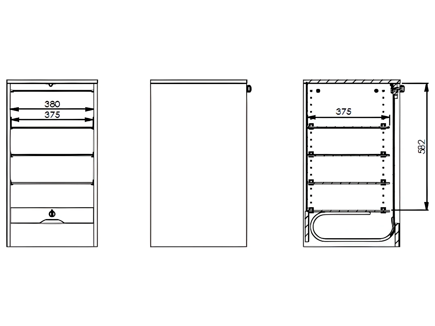 Classeur à Rideau 4 Etagères 1 Kit DS Serrure Larg 41,4 Haut 76 Prof 44 cm - Coloris: Blanc