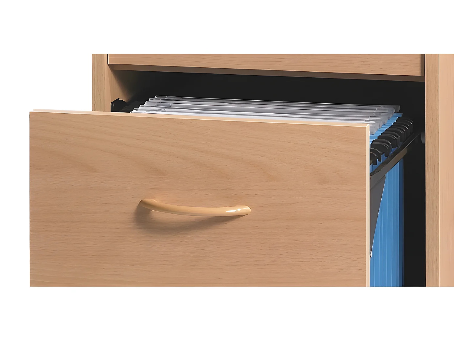 Classeur 4 Tiroirs pour 100 Dossiers Suspendus L 41,4 H 140,4 P 44 cm - Coloris: Hêtre