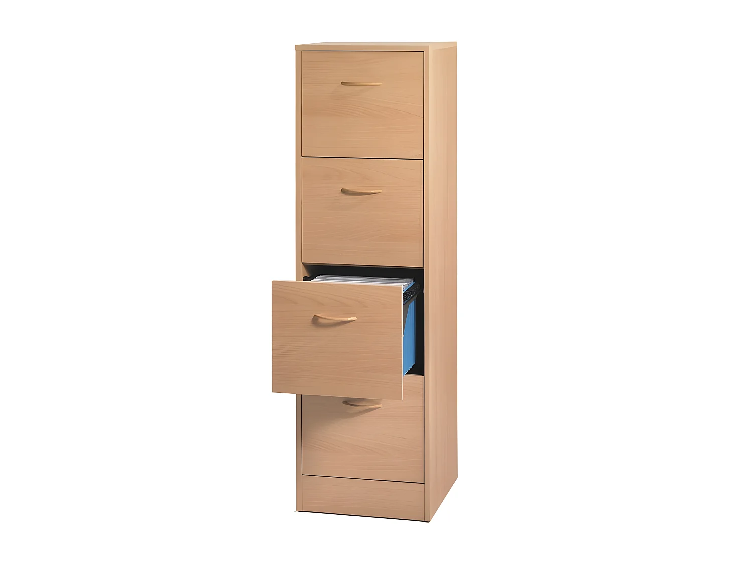 Classeur 4 Tiroirs pour 100 Dossiers Suspendus L 41,4 H 140,4 P 44 cm - Coloris: Hêtre
