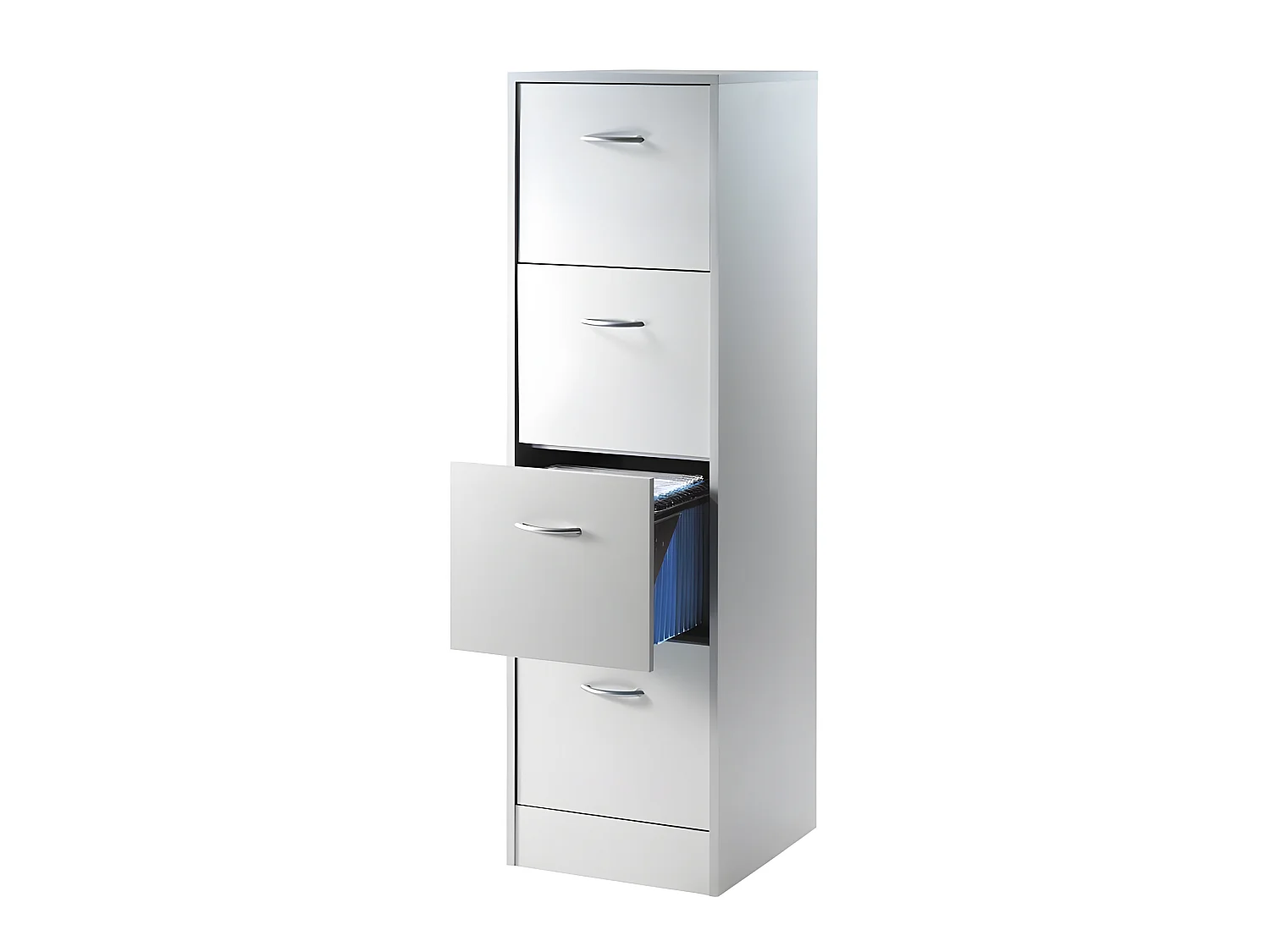 Classeur 4 Tiroirs pour 100 Dossiers Suspendus L 41,4 H 140,4 P 44 cm - Coloris: Aluminium