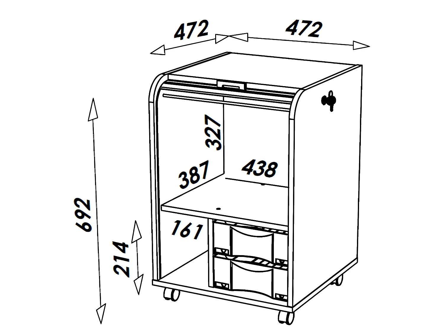 Caisson de Bureau Blanc Bicolore - Coloris: Noir