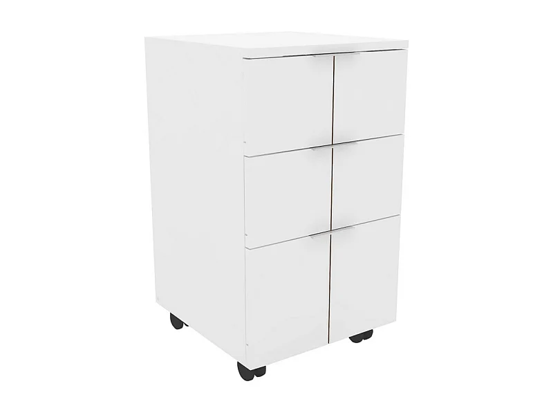 Caisson Roulant Multifonctions 3 Tiroirs Blanc Mat L 36 H 64 P 36 cm