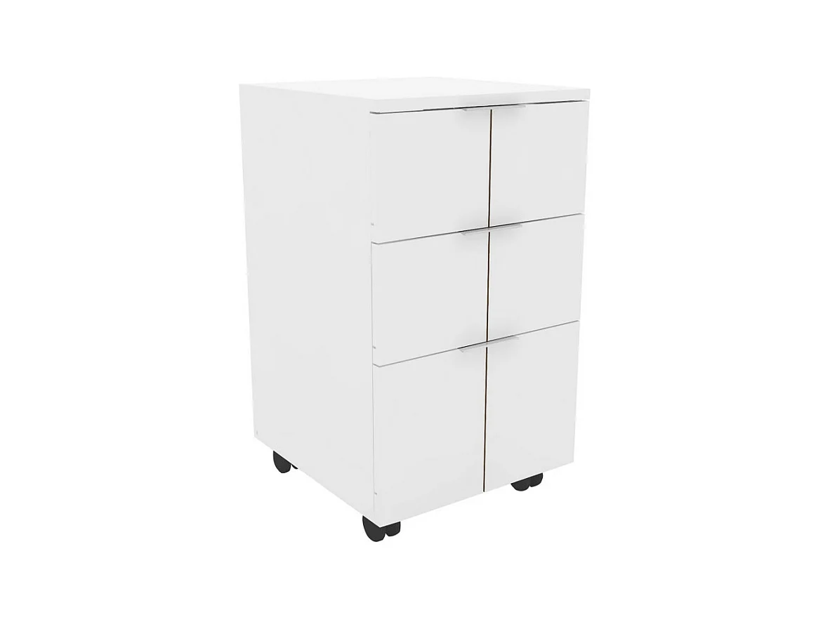 Caisson Roulant Multifonctions 3 Tiroirs Blanc Mat L 36 H 64 P 36 cm