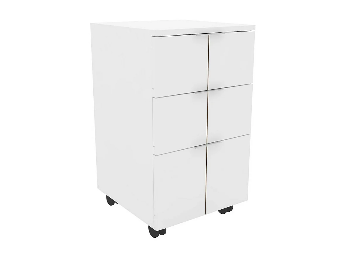 Caisson Roulant Multifonctions 3 Tiroirs Blanc Mat L 36 H 64 P 36 cm