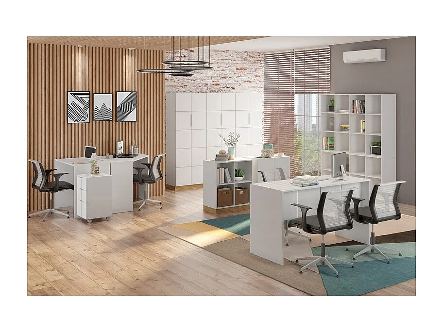 Caisson Roulant Multifonctions 3 Tiroirs Blanc Mat L 36 H 64 P 36 cm