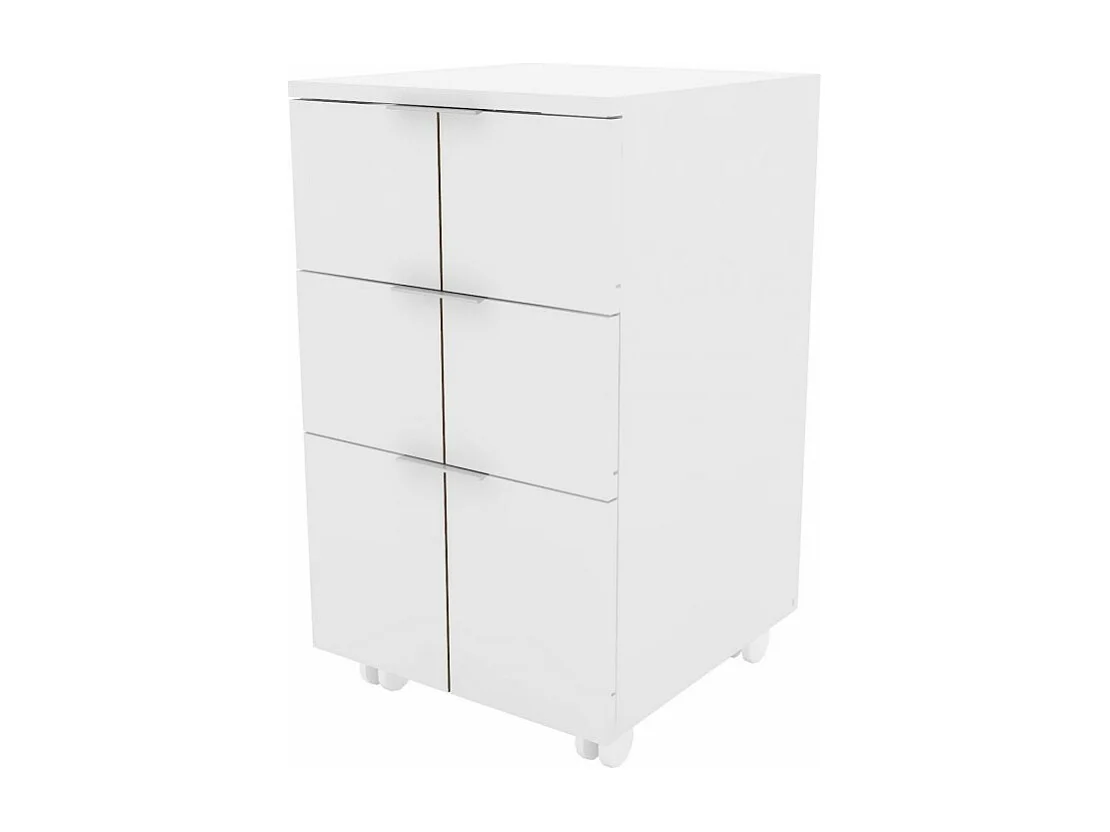 Caisson Roulant Multifonctions 3 Tiroirs Blanc Mat L 36 H 64 P 36 cm