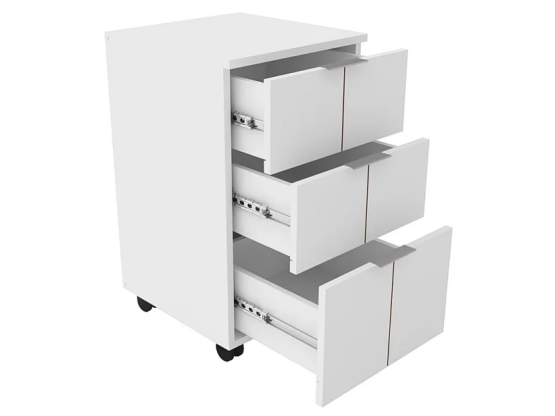 Caisson Roulant Multifonctions 3 Tiroirs Blanc Mat L 36 H 64 P 36 cm