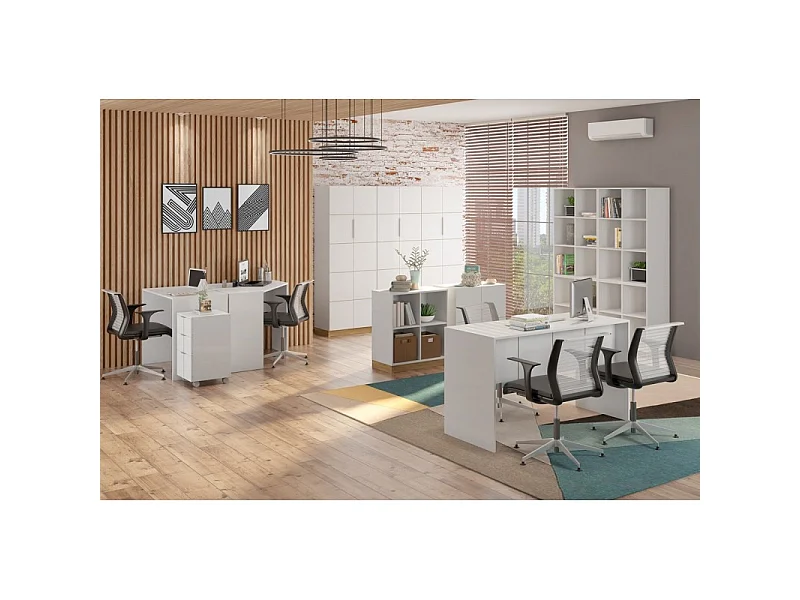 Caisson Roulant Multifonctions 3 Tiroirs Blanc Mat L 36 H 64 P 36 cm