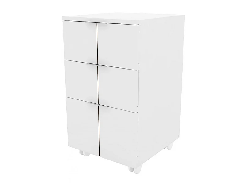 Caisson Roulant Multifonctions 3 Tiroirs Blanc Mat L 36 H 64 P 36 cm