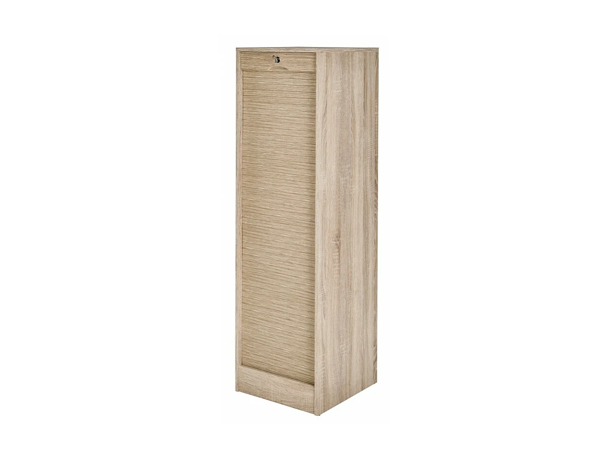 Classeur à Rideau 8 Tablettes 1 Kit Dossiers Serrure L 41,4 H 140,4 P 44 cm - Coloris: Chêne Naturel