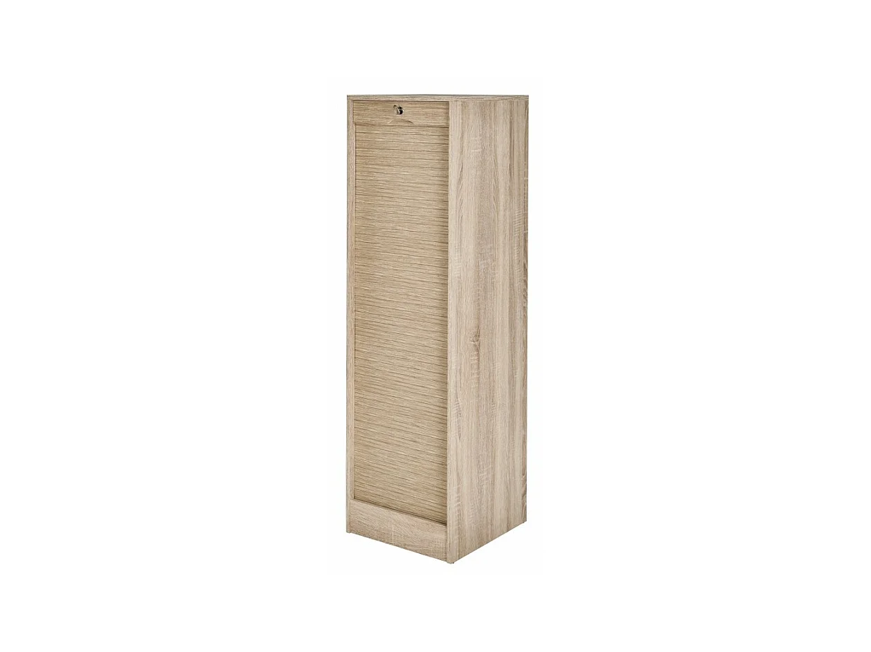 Classeur à Rideau 8 Tablettes 1 Kit Dossiers Serrure L 41,4 H 140,4 P 44 cm - Coloris: Chêne Naturel