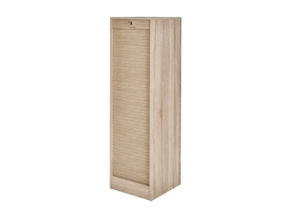 Classeur à Rideau 8 Tablettes 1 Kit Dossiers Serrure L 41,4 H 140,4 P 44 cm - Coloris: Chêne Naturel