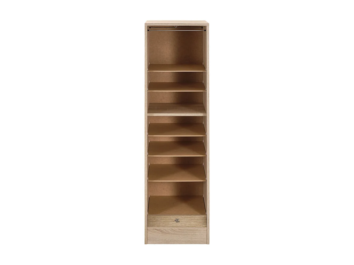 Classeur à Rideau 8 Tablettes 1 Kit Dossiers Serrure L 41,4 H 140,4 P 44 cm - Coloris: Chêne Naturel