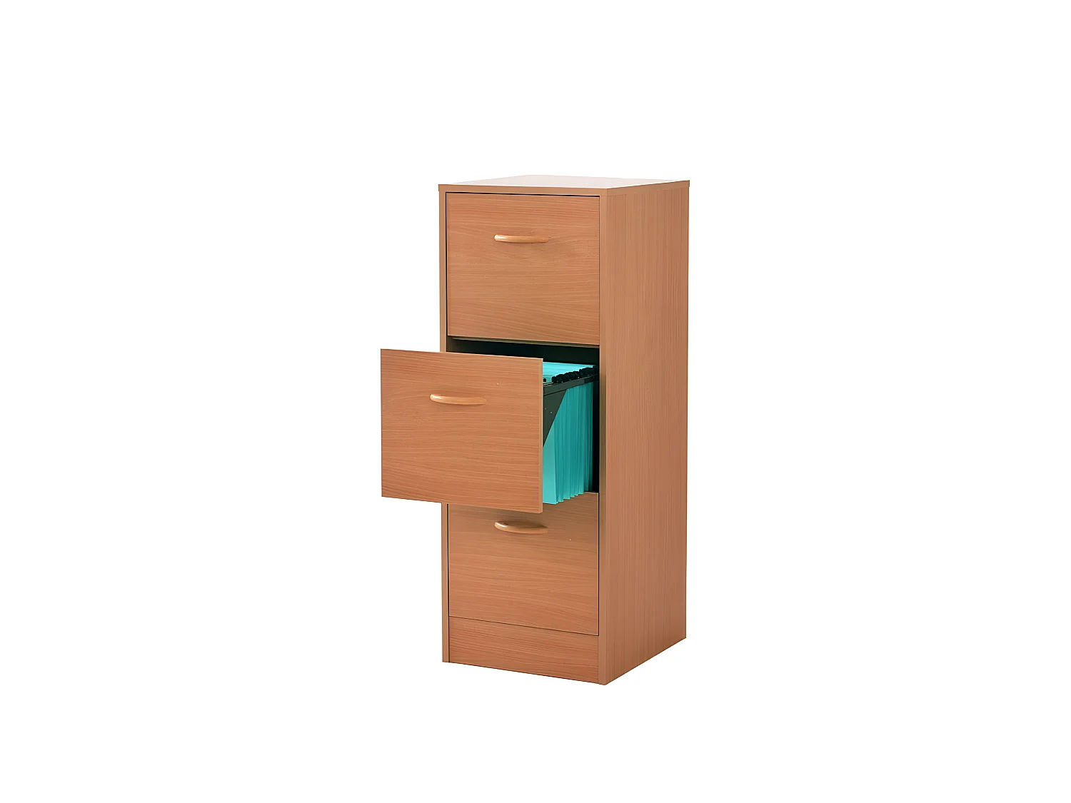 Classeur 3 Tiroirs Pour 75 Dossiers Suspendus 41,4 x 108,4 x 44 cm - Coloris: Hêtre