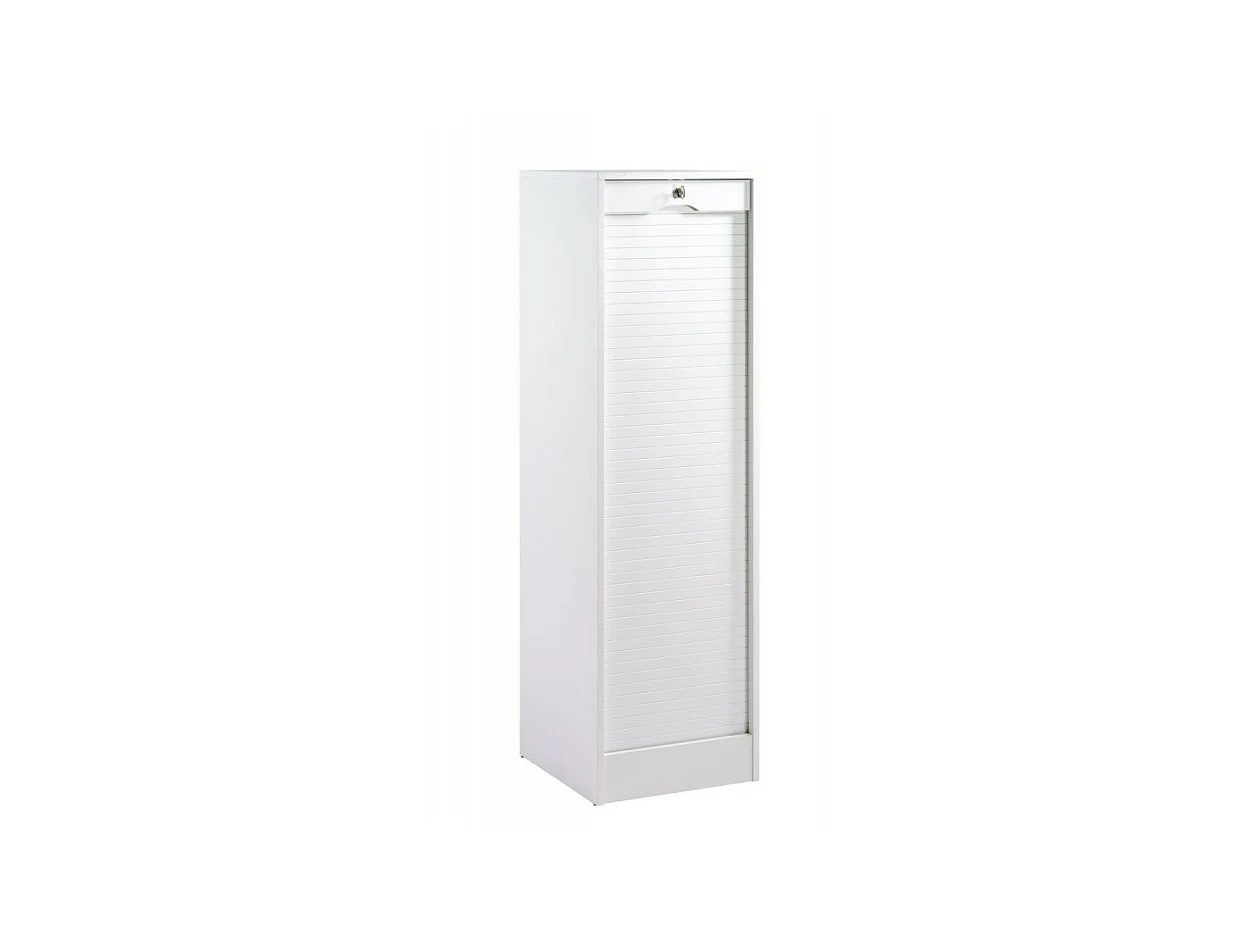Classeur à Rideau 8 Tablettes 1 Kit Dossiers Serrure L 41,4 H 140,4 P 44 cm - Coloris: Blanc