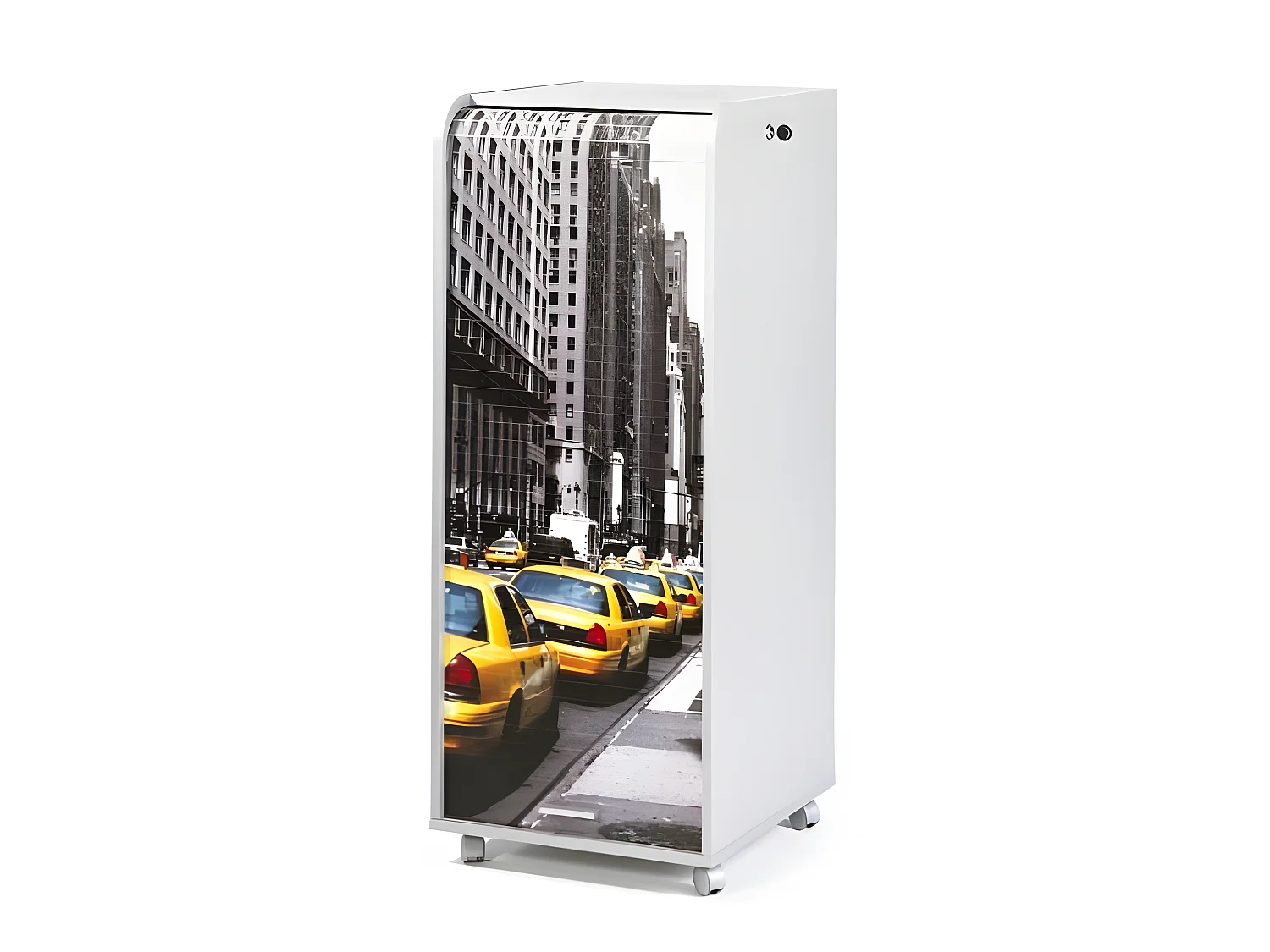 Caisson de Bureau Blanc à Roulettes 108 cm - Coloris: Scene New York 504