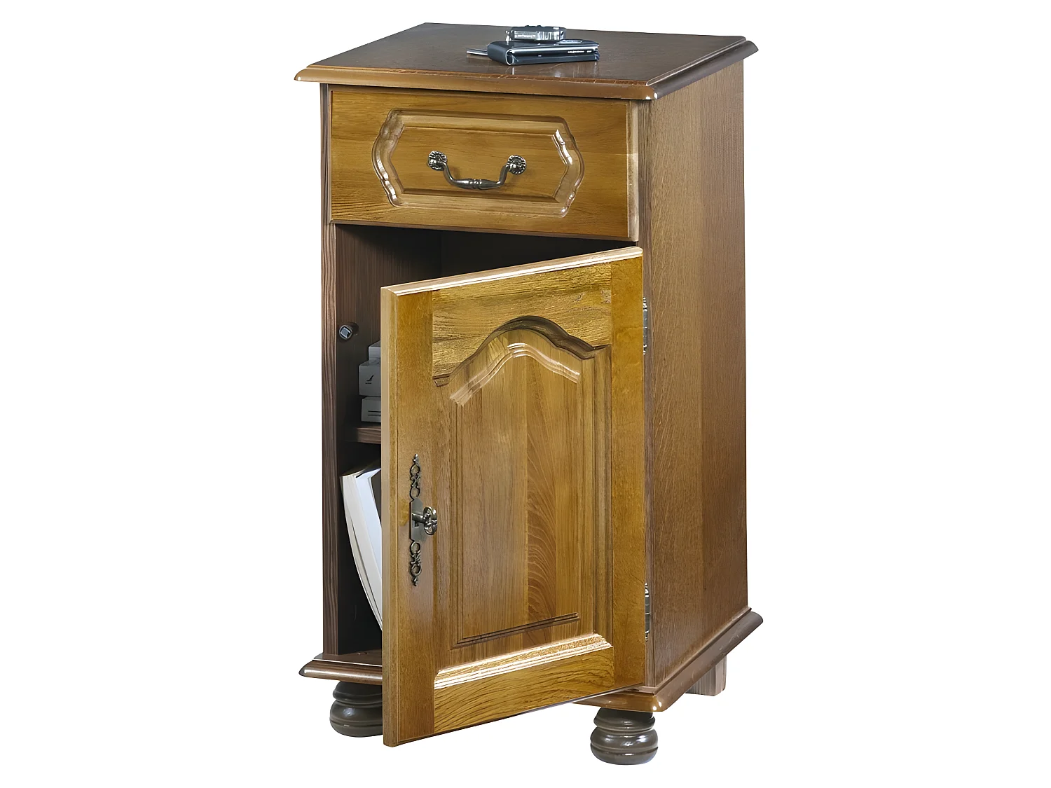 Confiturier Chêne Rustique 1 Porte 1 Tioir 2 Niches L 44.2 H 77.2 P 41 cm