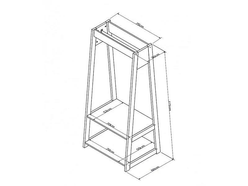 Meuble Penderie 2 Etagères Chataignier et Noir L 75 H 171 P 60 cm