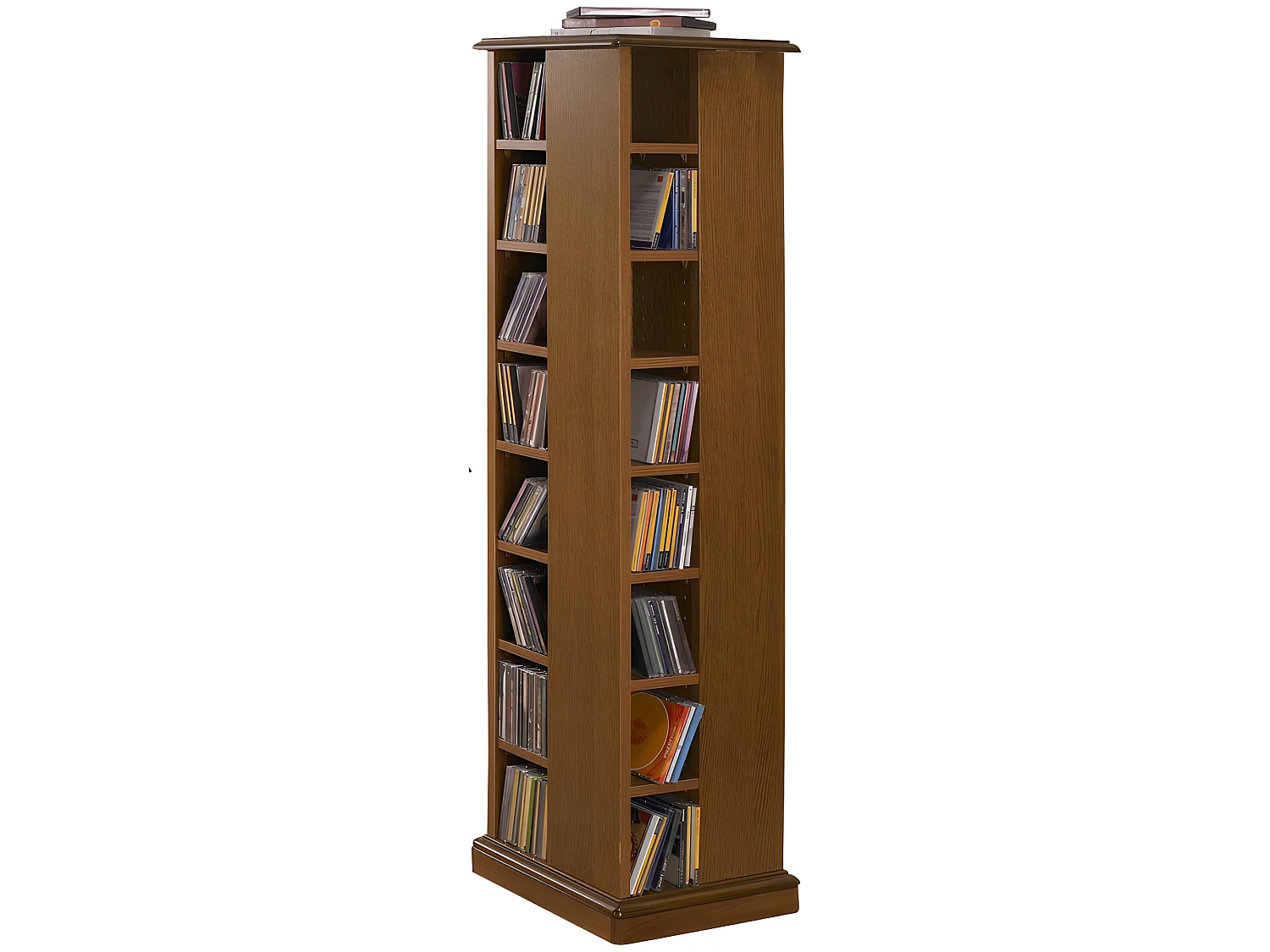 Tour CD DVD Pivotante Chêne 28 Etagères L 35 H 134.5 P 35 cm