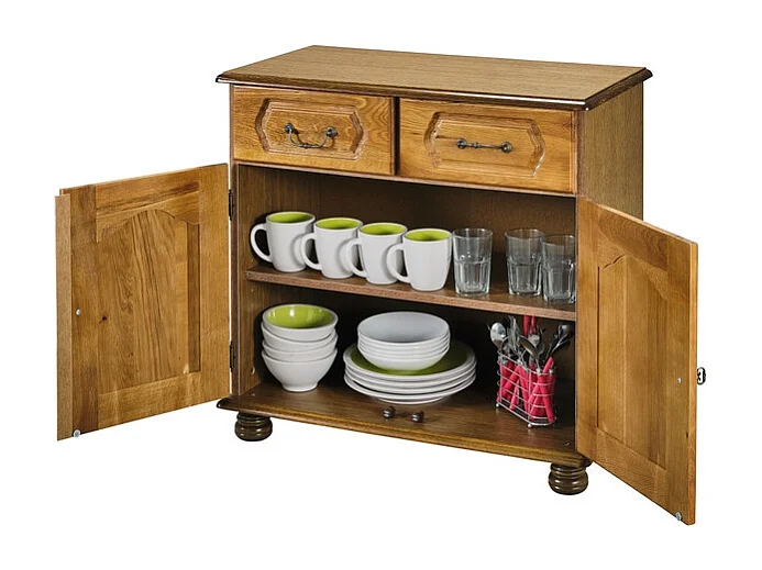 Bahut Chêne 2 Portes 2 Tiroirs 2 Niches L 82 H 77 P 41 cm