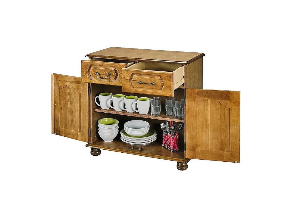 Bahut Chêne 2 Portes 2 Tiroirs 2 Niches L 82 H 77 P 41 cm