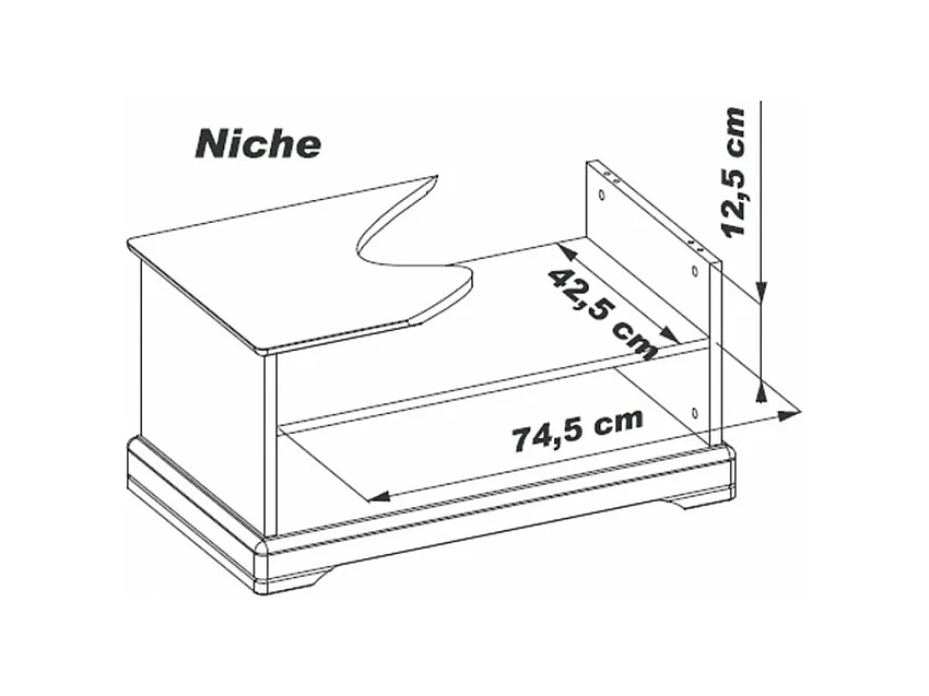 Table Basse Merisier 1 Tiroir 2 Faces Traversant 1 Niche L 82.4 H 41.6 P 46.5 cm