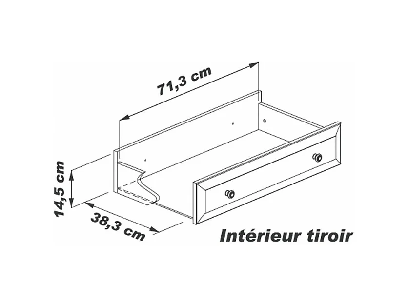 Table Basse Merisier 1 Tiroir 2 Faces Traversant 1 Niche L 82.4 H 41.6 P 46.5 cm
