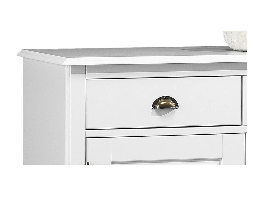 Buffet Blanc 2 Portes 2 Tiroirs Charme 2 Niches L 101 H 90 P 42 cm