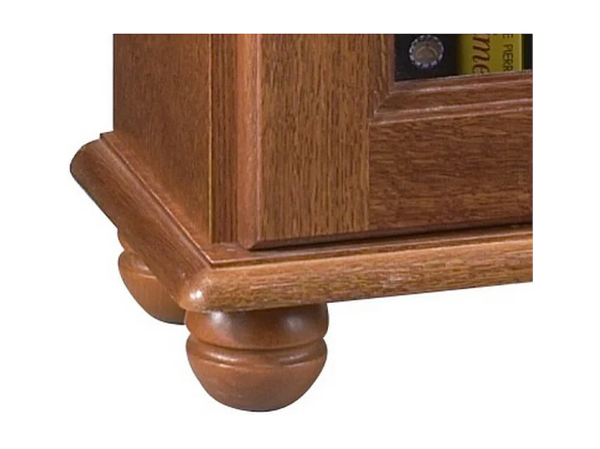 Petit Meuble Vitrine Chêne 1 Porte Vitrée 6 Niches L 49.4 H 105.8 P 21.5 cm