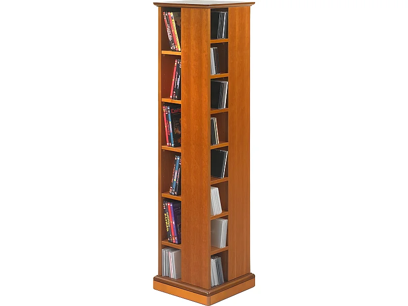 Tour CD DVD Pivotante Merisier 4 Faces 28 Etagères L 35 H 134.5 P 35 cm