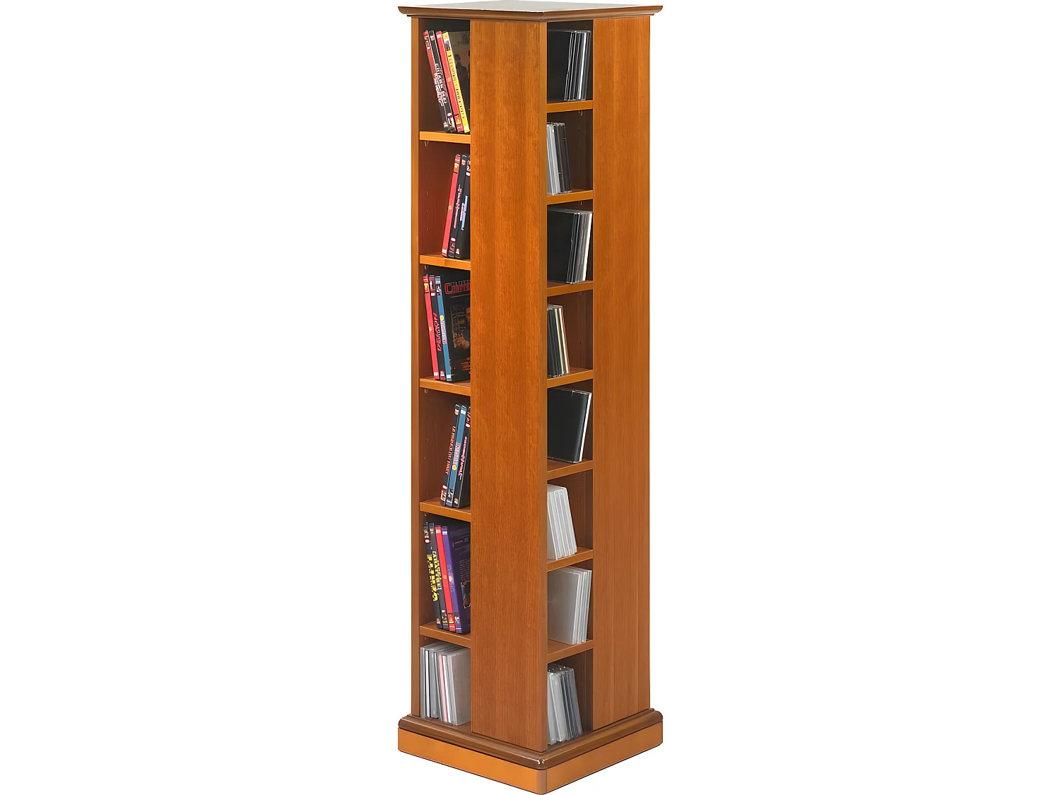 Tour CD DVD Pivotante Merisier 4 Faces 28 Etagères L 35 H 134.5 P 35 cm