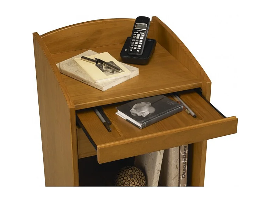 Meuble Téléphone Meuble d'entrée Pin Miel 3 Tiroirs 1 Niche