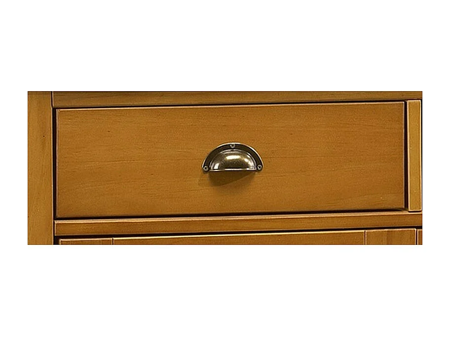 Buffet Pin Miel 2 Portes 2 Tiroirs 2 Niches Style Anglais L 101 H 90 P 42 cm