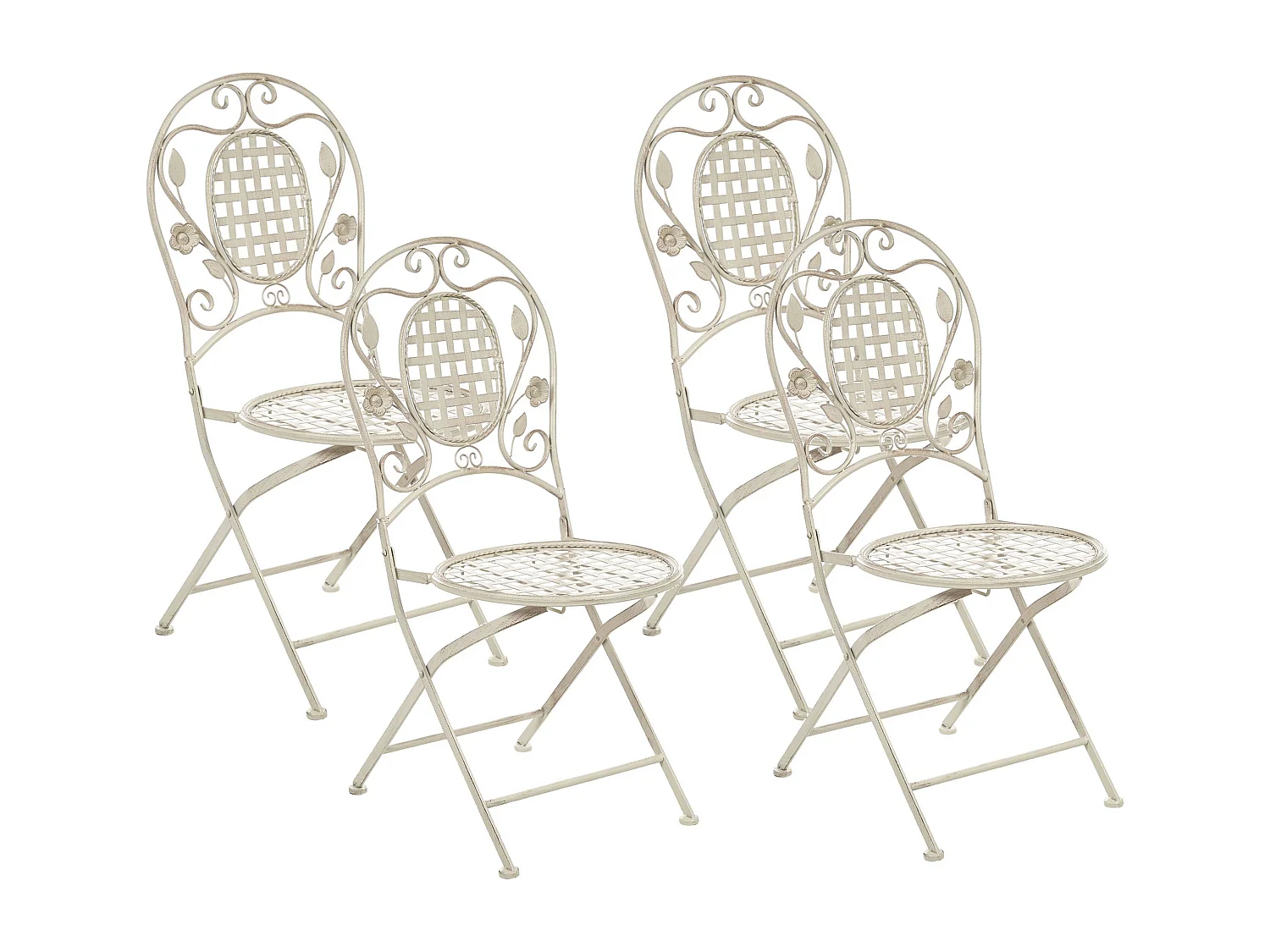 Set van 4 tuinstoelen BIVIO Inklapbaar Metaal Gebroken wit