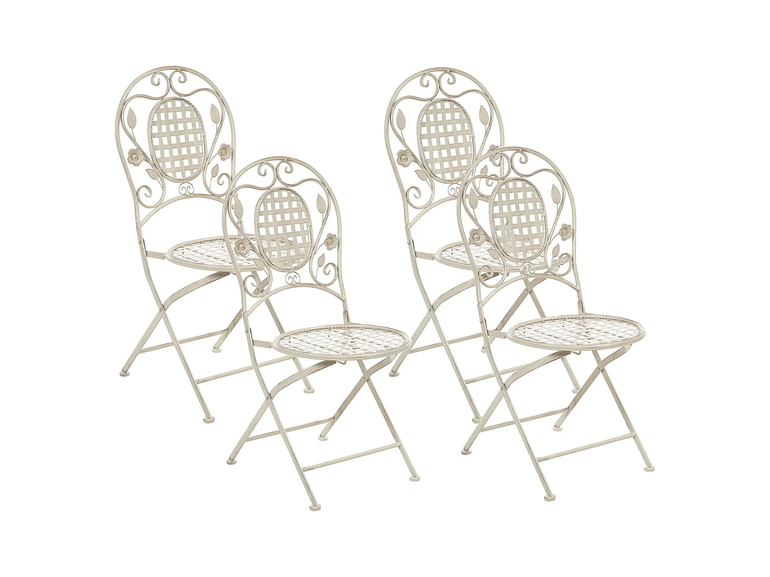 Set di 4 sedie da giardino BIVIO Pieghevole Metallo Bianco sporco