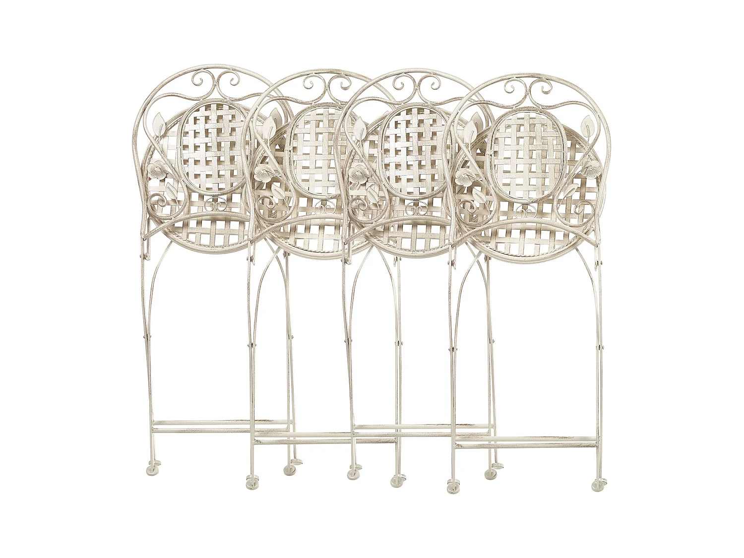 Conjunto de 4 sillas de jardín BIVIO plegable Metal Blanco crema