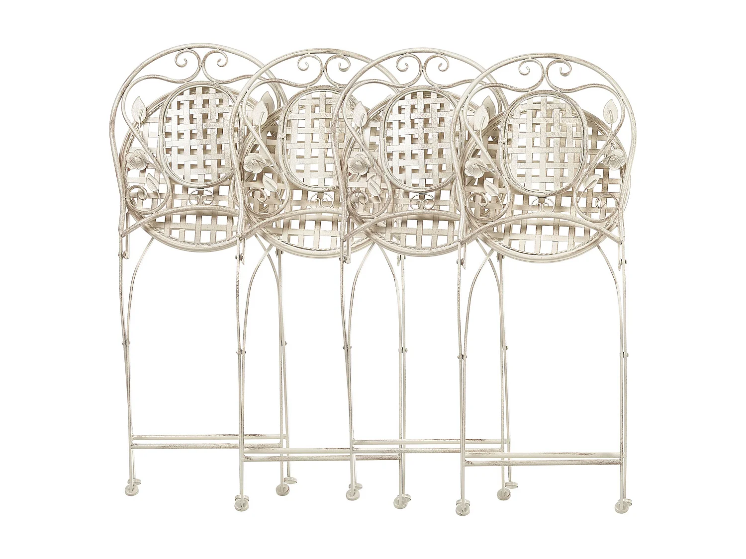 Lot de 4 chaises de jardin BIVIO Pliant Métal Blanc cassé