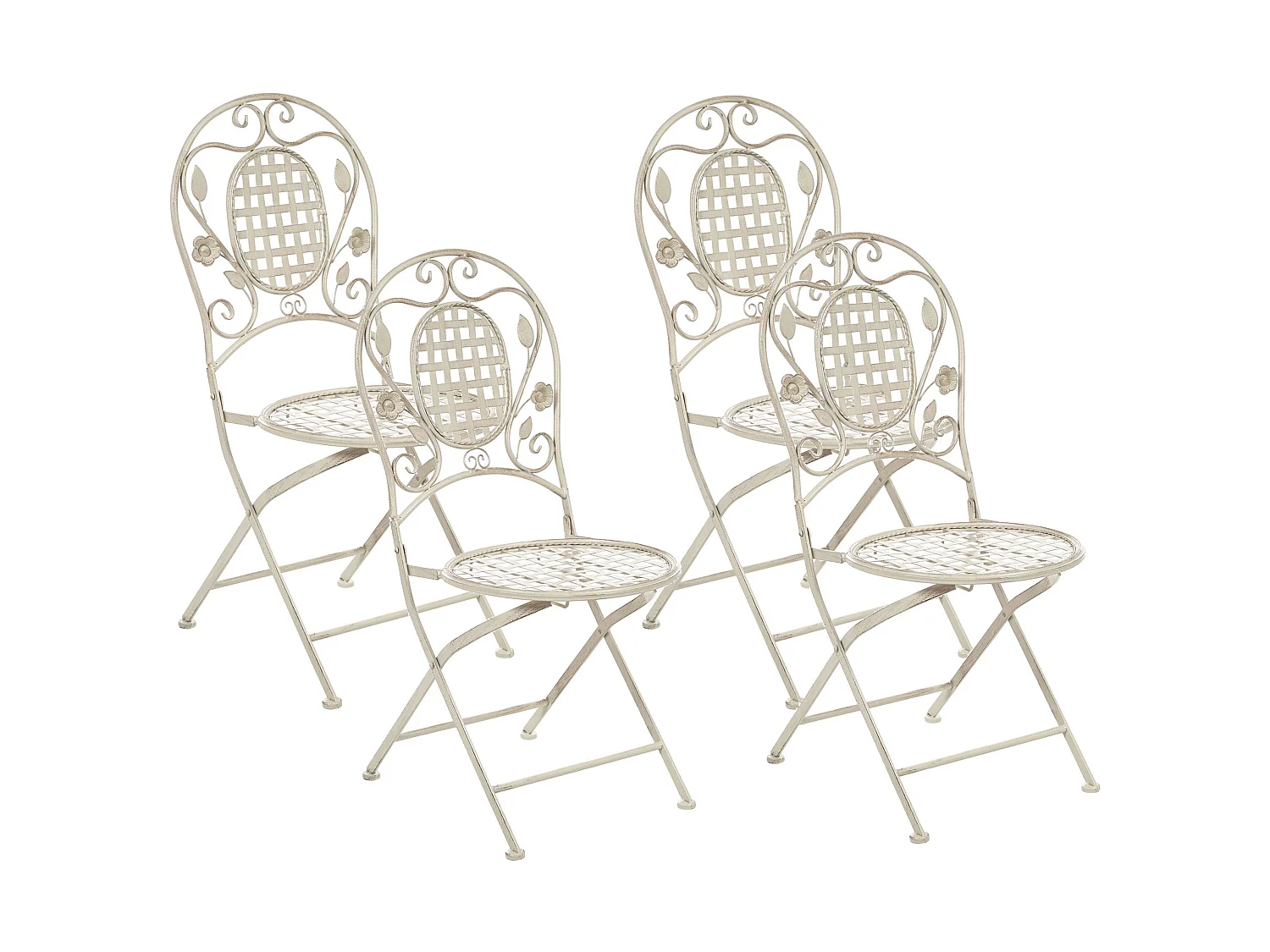Conjunto de 4 sillas de jardín BIVIO plegable Metal Blanco crema