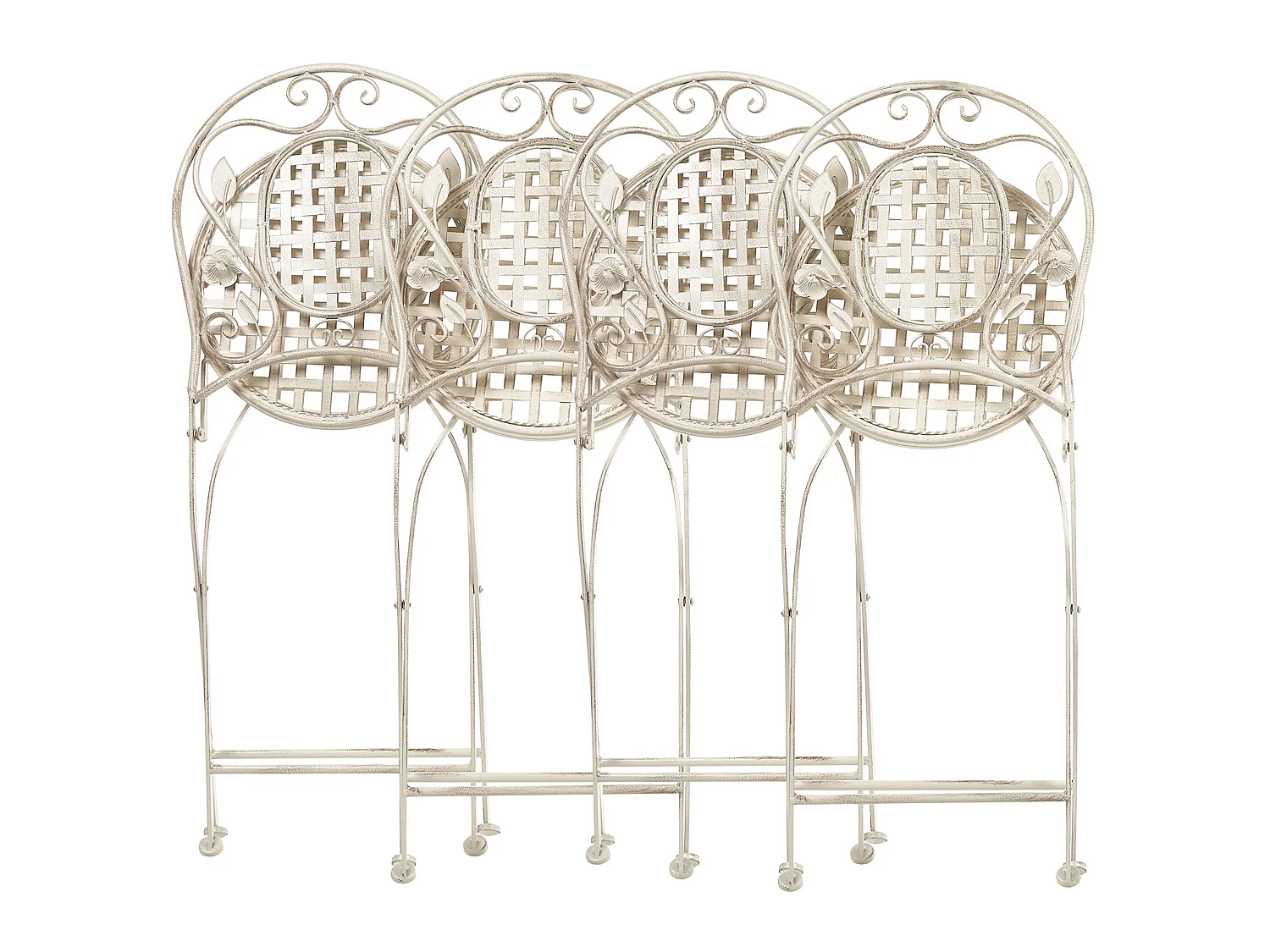 Conjunto de 4 sillas de jardín BIVIO plegable Metal Blanco crema