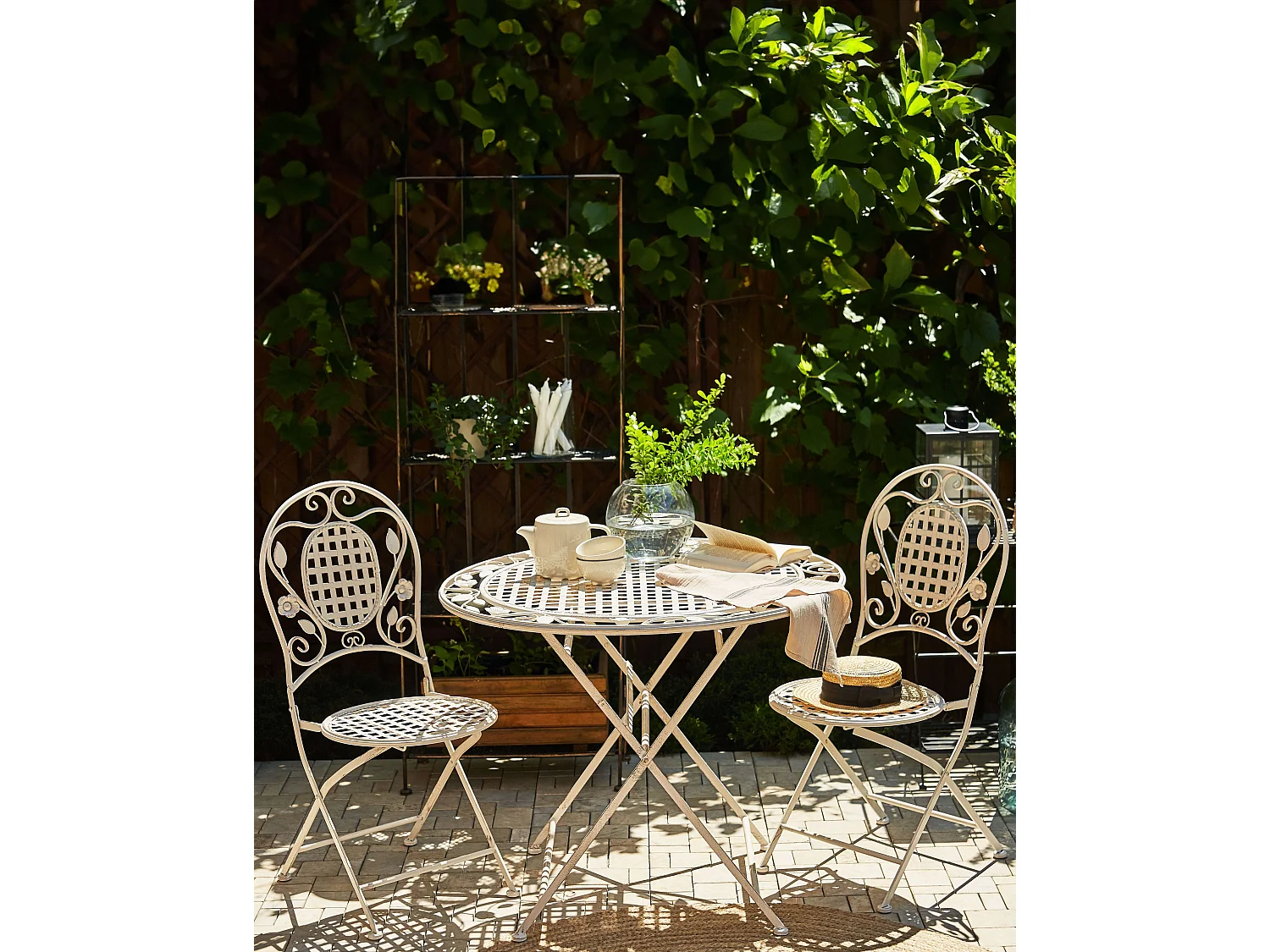 Lot de 2 chaises de jardin BIVIO Pliant Métal Blanc cassé