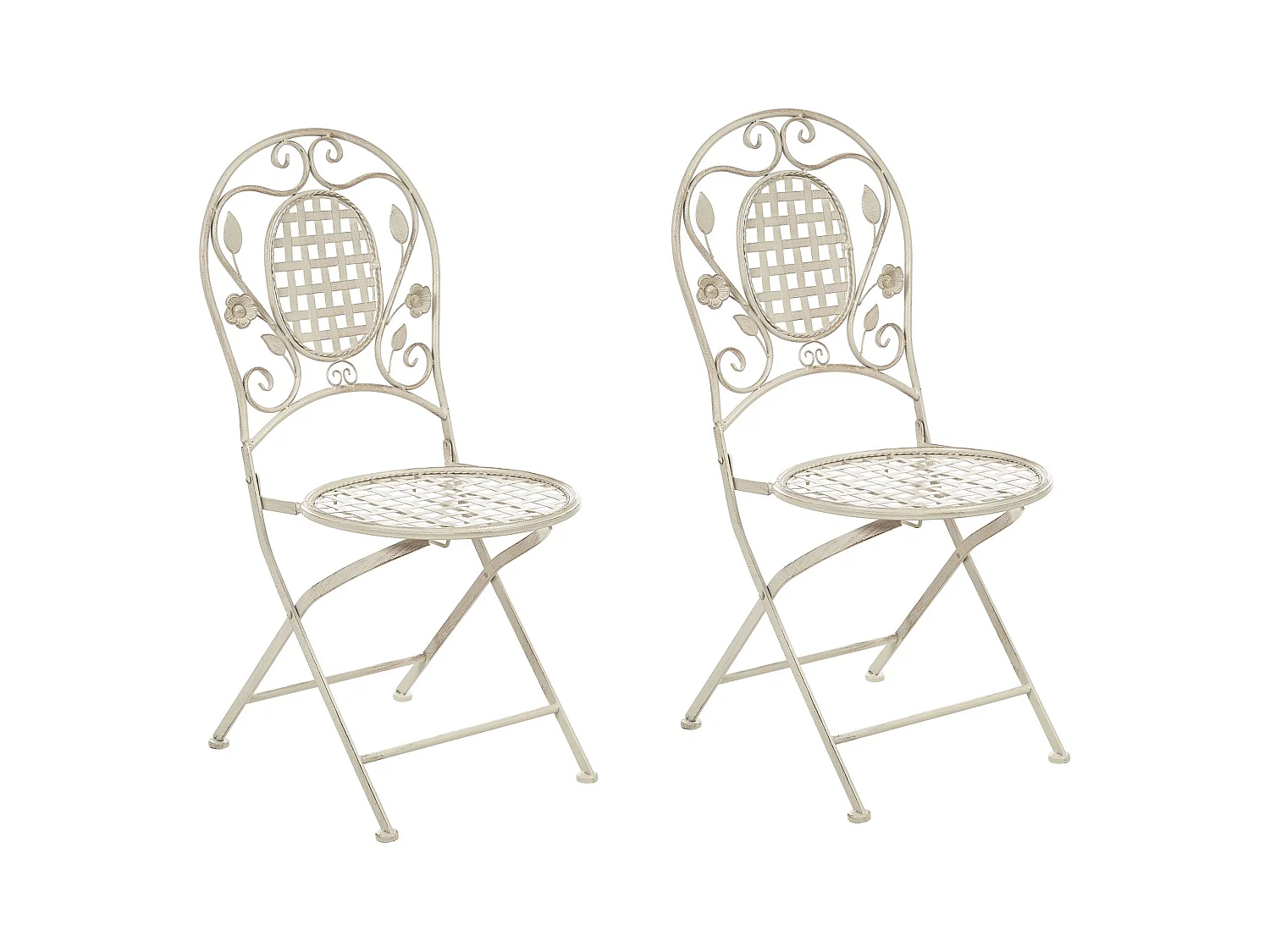 Set di 2 sedie da giardino BIVIO Pieghevole Metallo Bianco sporco