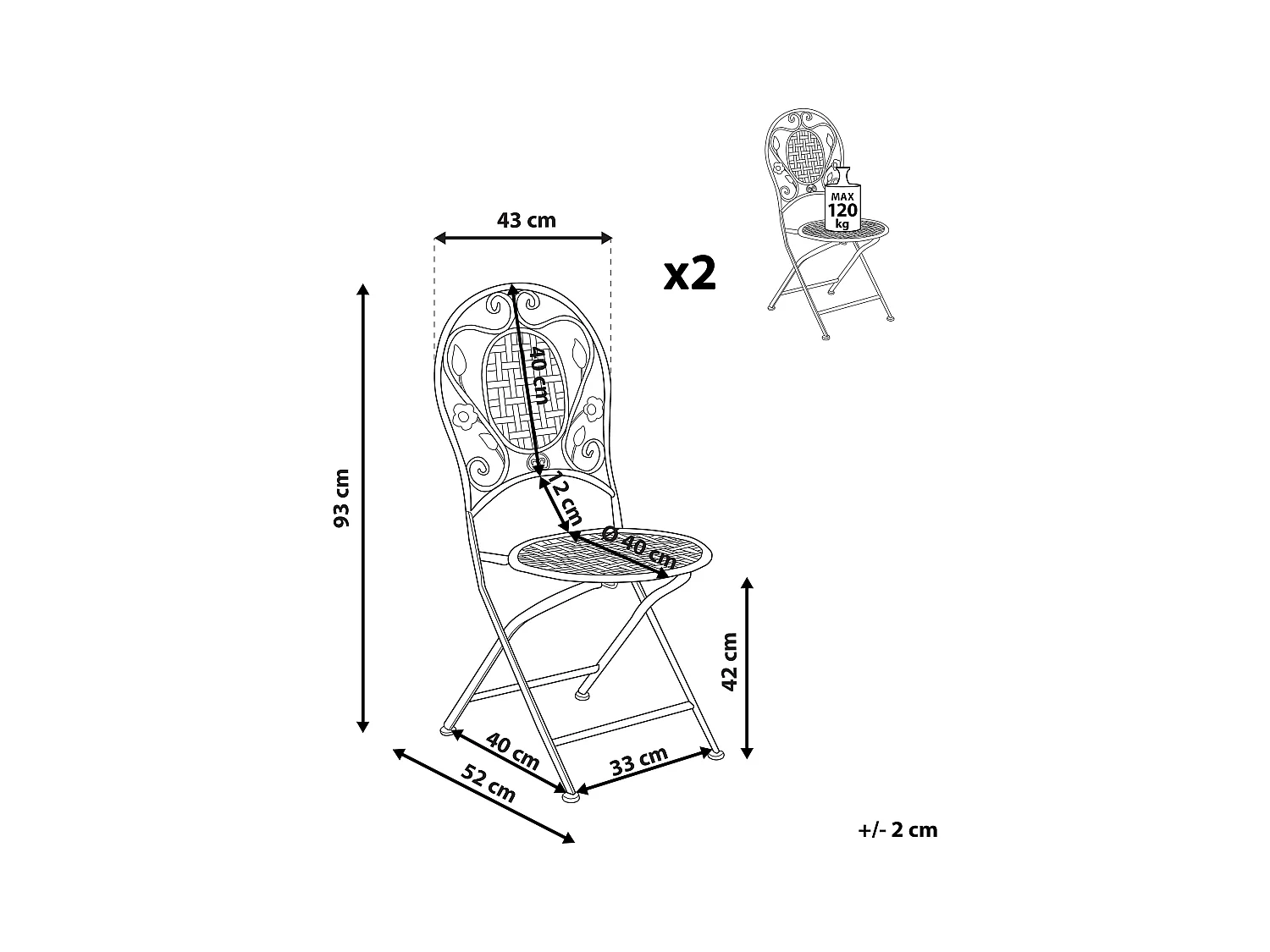 Set van 2 tuinstoelen BIVIO Metaal Gebroken wit