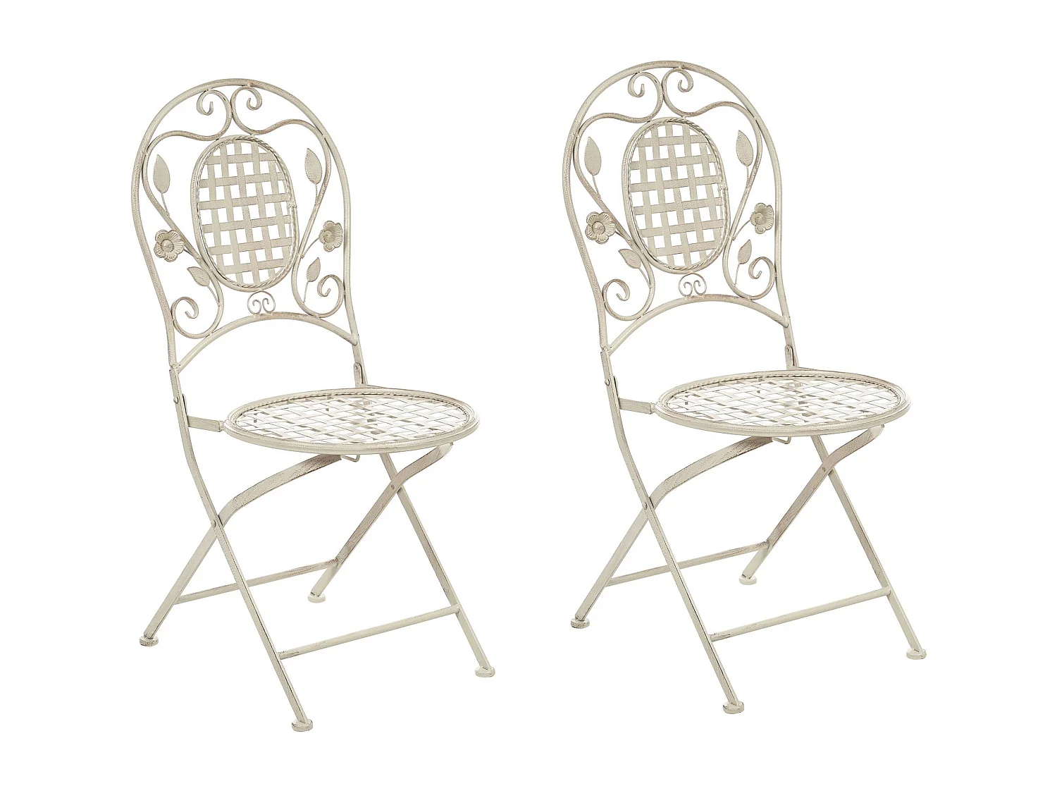 Lot de 2 chaises de jardin BIVIO Pliant Métal Blanc cassé