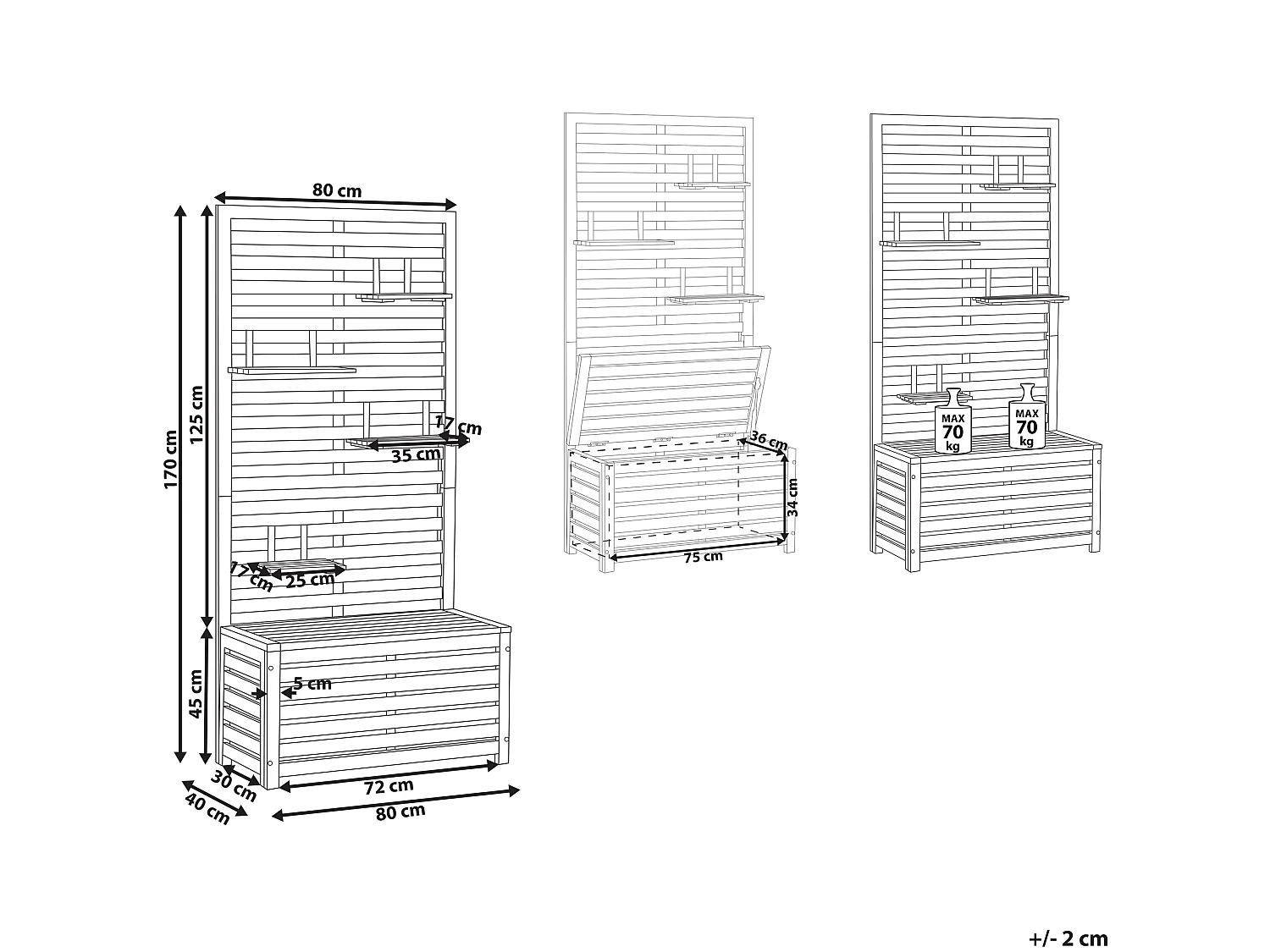 Panca da giardino con pannello a muro MATINO Legno d'acacia 80 cm 40 cm Marrone