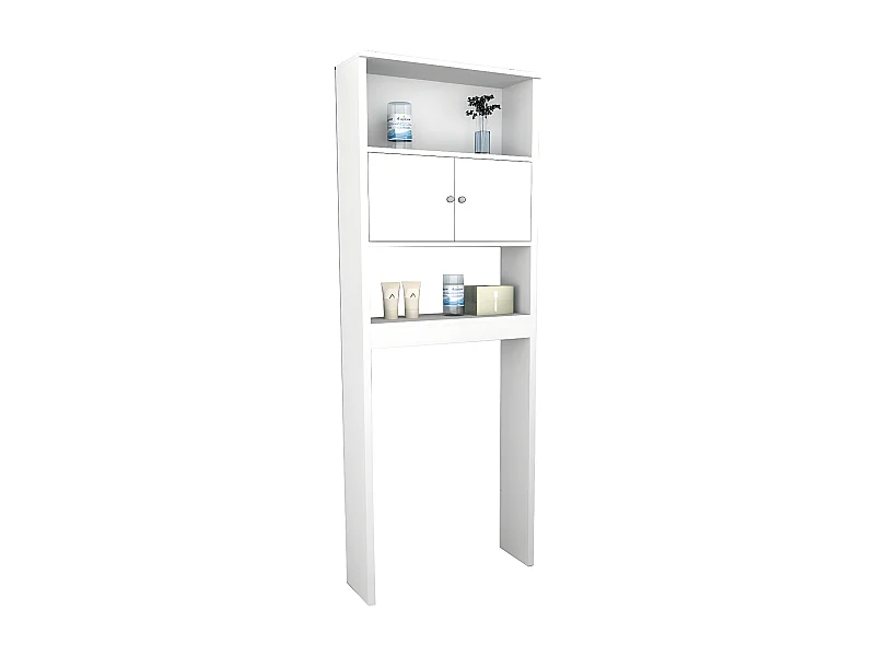 Armoire WC 2 Portes Blanches 2 Niches L 65 H 175 P 22 cm