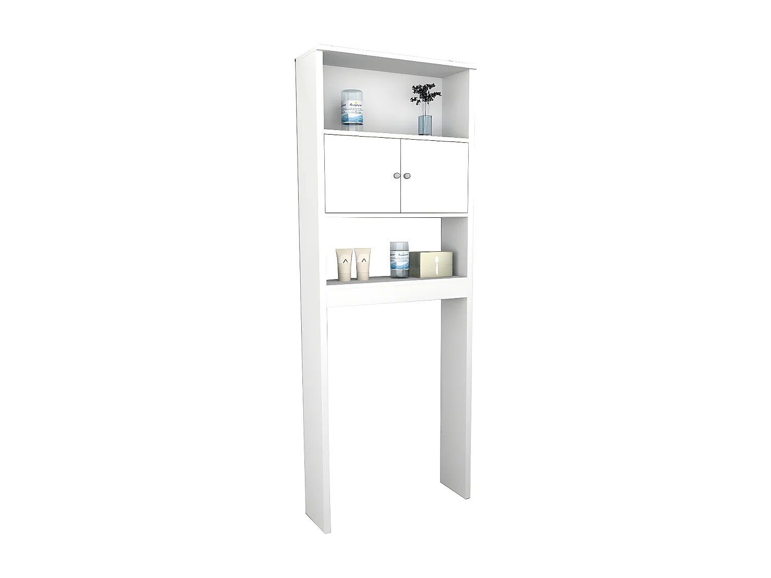 Armoire WC 2 Portes Blanches 2 Niches L 65 H 175 P 22 cm