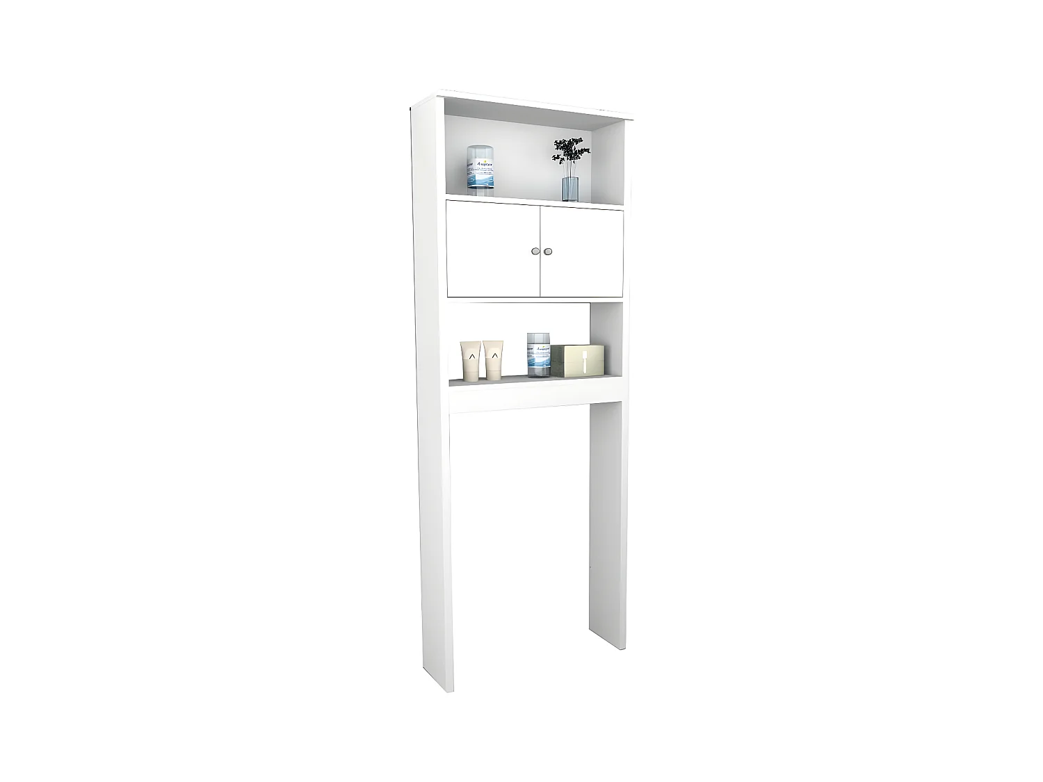 Armoire WC 2 Portes Blanches 2 Niches L 65 H 175 P 22 cm