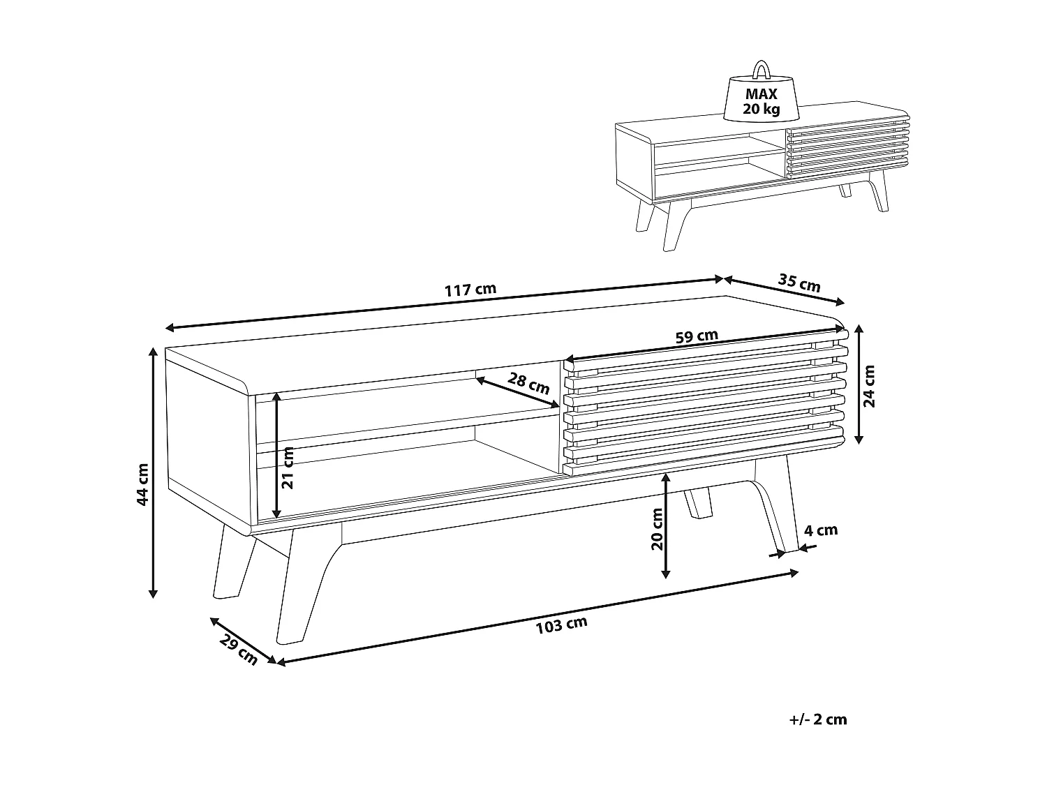 Mueble TV TOLEDO II Marrón/Blanco