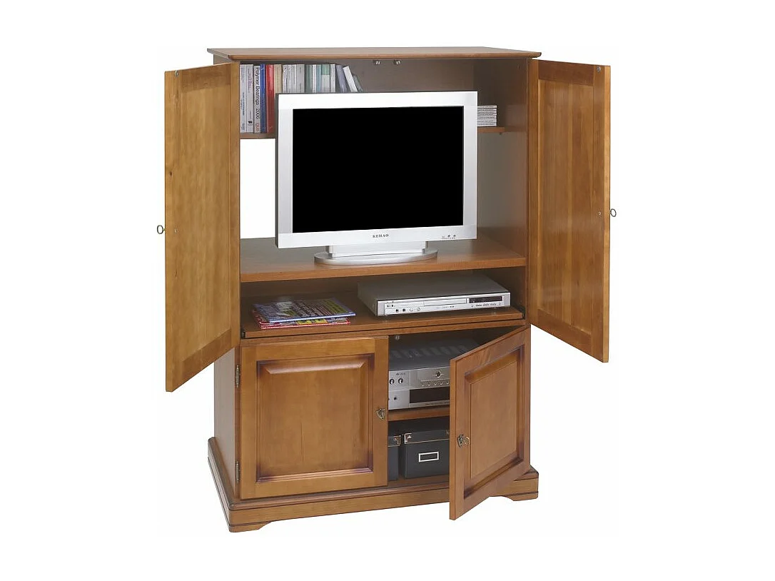 Armoire Informatique 4 Portes Merisier